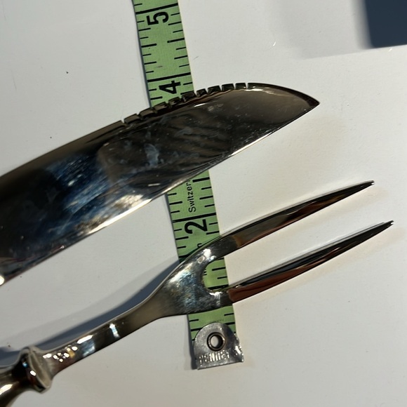 Silver and Glass Serving/Carving knife Fork Set - Picture 6 of 6